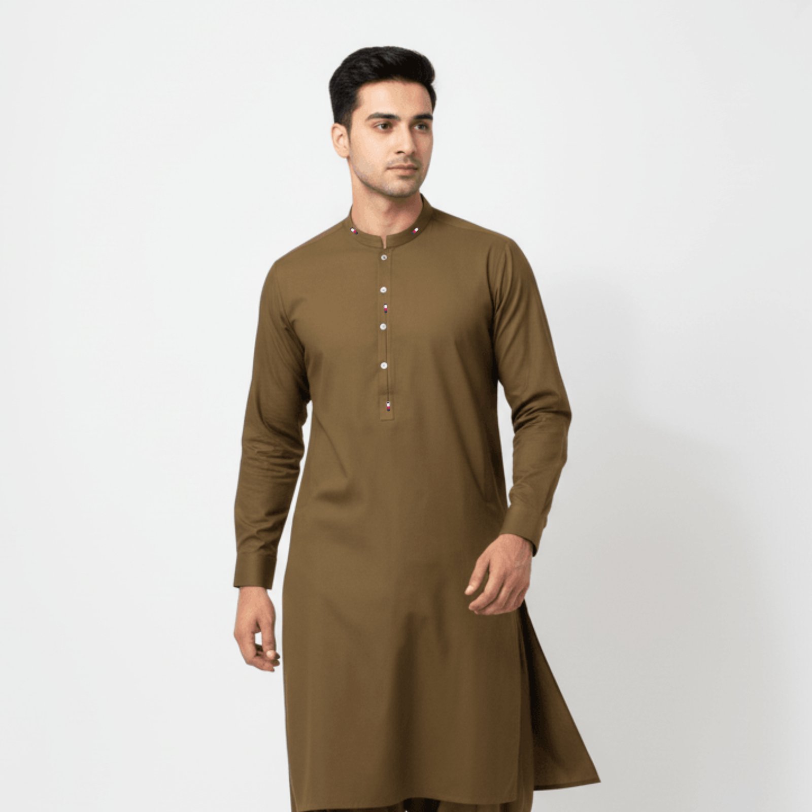 Men's Classic Band Collar Cotton Kurta